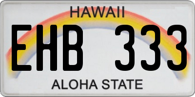 HI license plate EHB333