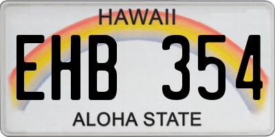 HI license plate EHB354