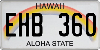 HI license plate EHB360