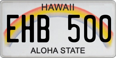HI license plate EHB500