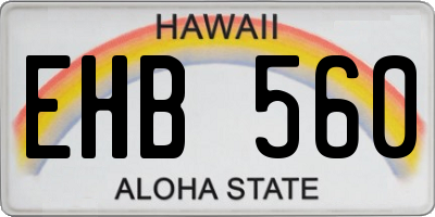 HI license plate EHB560