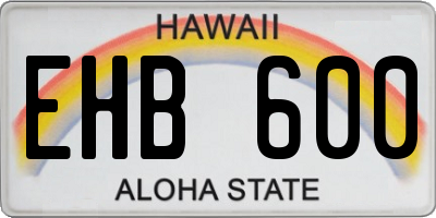 HI license plate EHB600