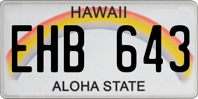 HI license plate EHB643