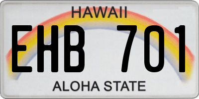 HI license plate EHB701