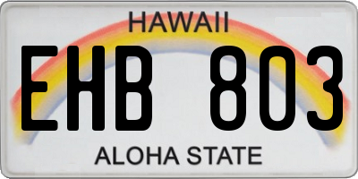 HI license plate EHB803