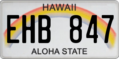 HI license plate EHB847