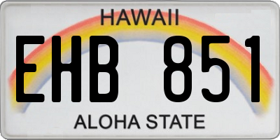 HI license plate EHB851