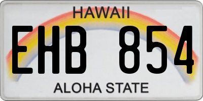 HI license plate EHB854