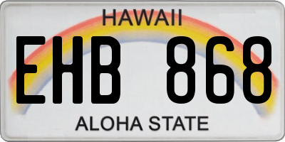 HI license plate EHB868