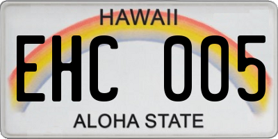 HI license plate EHC005