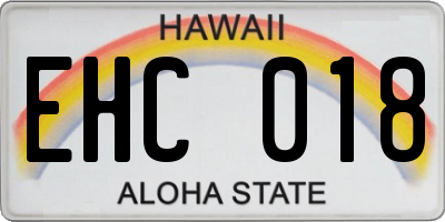 HI license plate EHC018