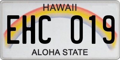 HI license plate EHC019