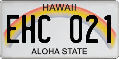 HI license plate EHC021