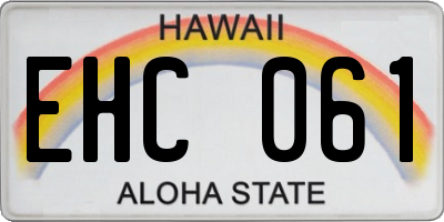 HI license plate EHC061