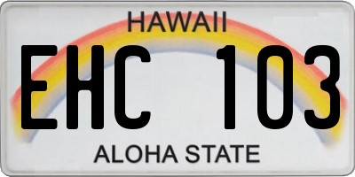 HI license plate EHC103