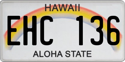 HI license plate EHC136