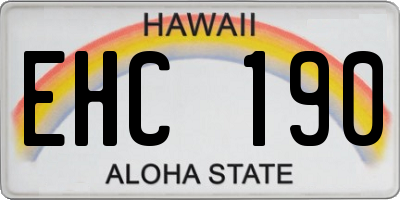 HI license plate EHC190