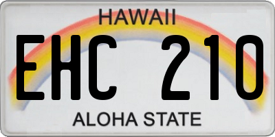 HI license plate EHC210