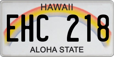 HI license plate EHC218