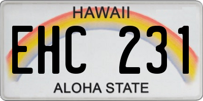 HI license plate EHC231