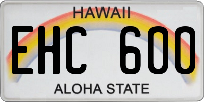 HI license plate EHC600