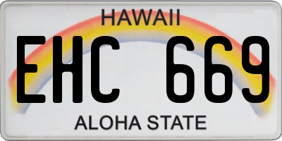 HI license plate EHC669