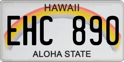 HI license plate EHC890