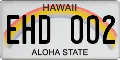 HI license plate EHD002