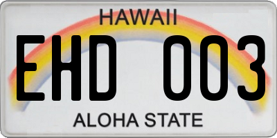 HI license plate EHD003