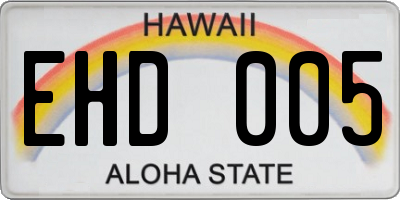 HI license plate EHD005