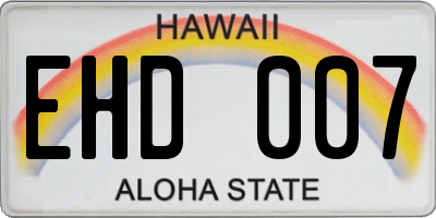HI license plate EHD007