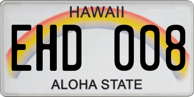 HI license plate EHD008