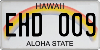 HI license plate EHD009