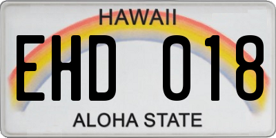 HI license plate EHD018