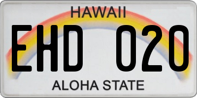 HI license plate EHD020