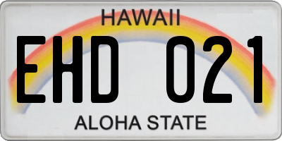 HI license plate EHD021