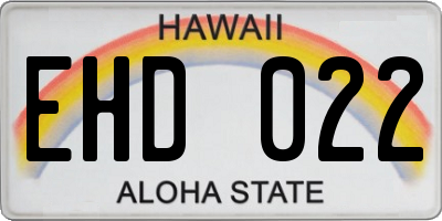 HI license plate EHD022