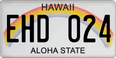 HI license plate EHD024