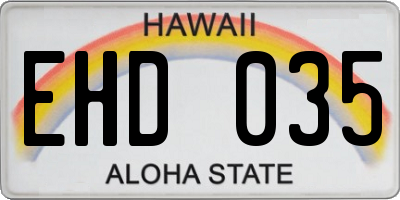 HI license plate EHD035