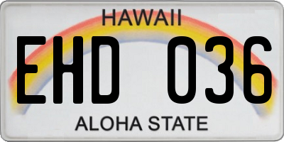 HI license plate EHD036