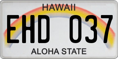 HI license plate EHD037