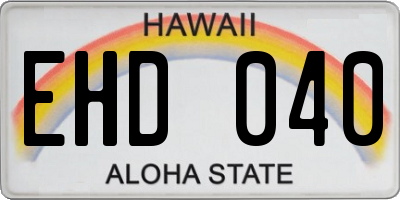 HI license plate EHD040