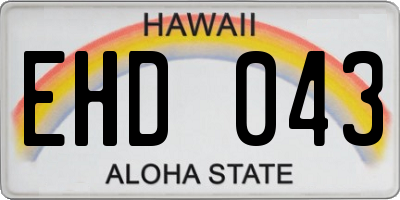 HI license plate EHD043