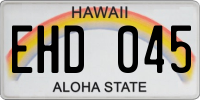 HI license plate EHD045