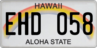 HI license plate EHD058