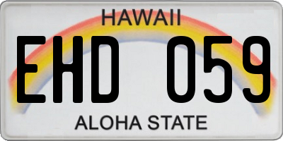 HI license plate EHD059