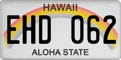 HI license plate EHD062