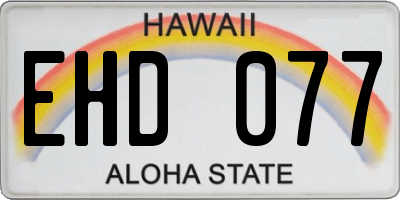 HI license plate EHD077