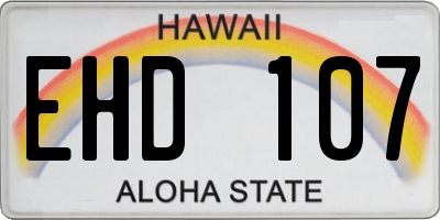 HI license plate EHD107