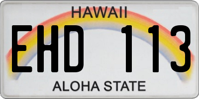 HI license plate EHD113